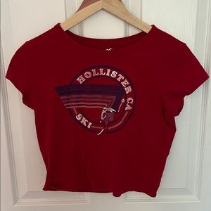 Hollister Red Ski Graphic Crop Top